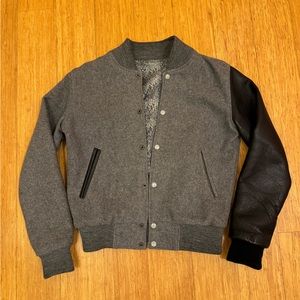 NEEDS/WANTS Melton Wool Lambskin Leather Contrast Varsity Jacket Size XS